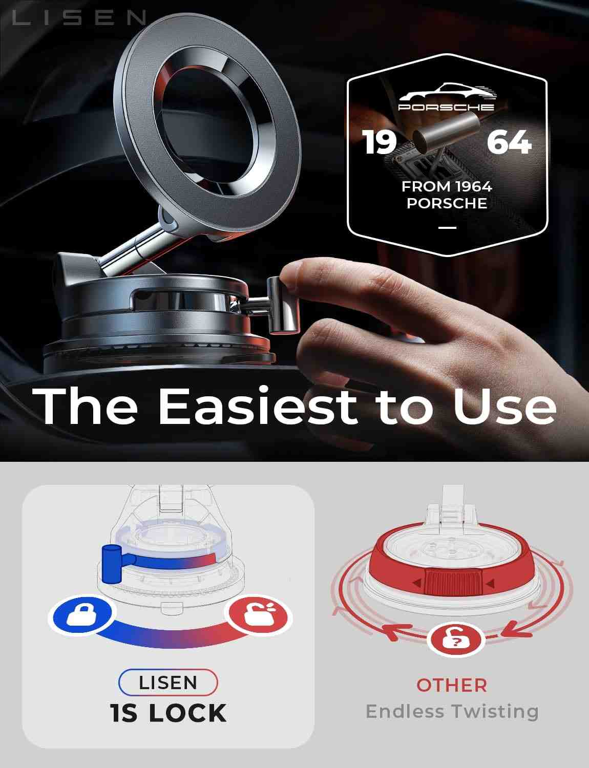 Ultra-Grip Vacuum Suction MagSafe Car Phone Mount
