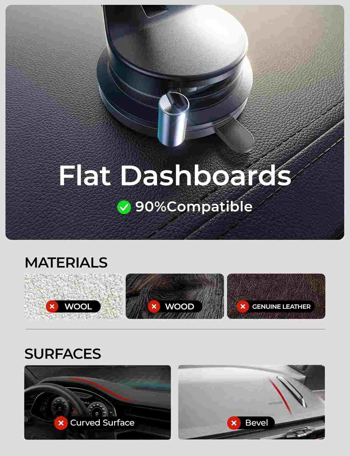 Ultra-Grip Vacuum Suction MagSafe Car Phone Mount
