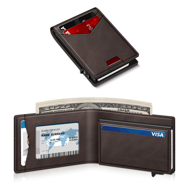Ultra-Slim RFID Blocking Bifold Wallet with Pop-Up Quick Card Access