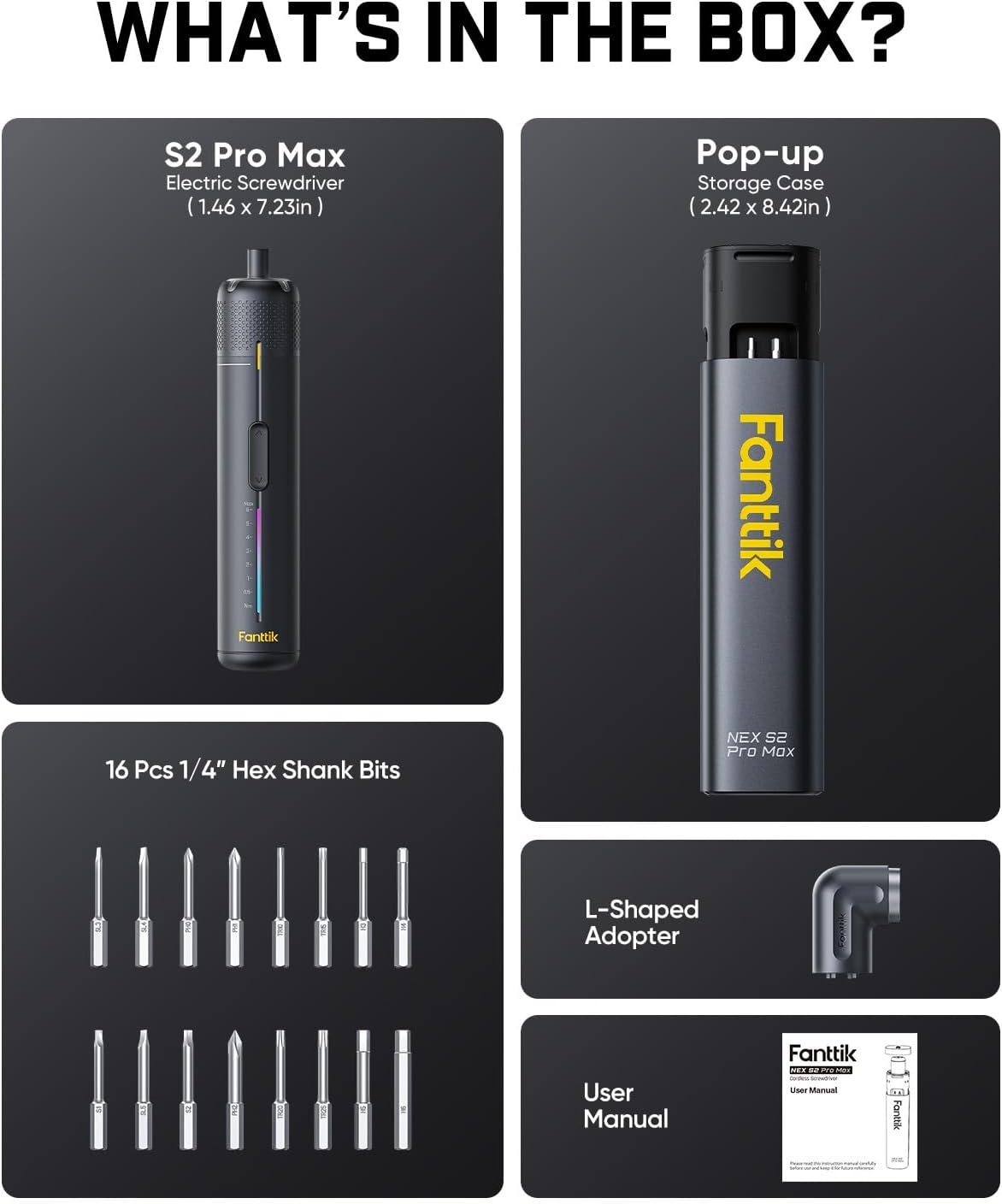 7-Gear Precision Cordless Electric Screwdriver Set with 90° Right Angle Adapter