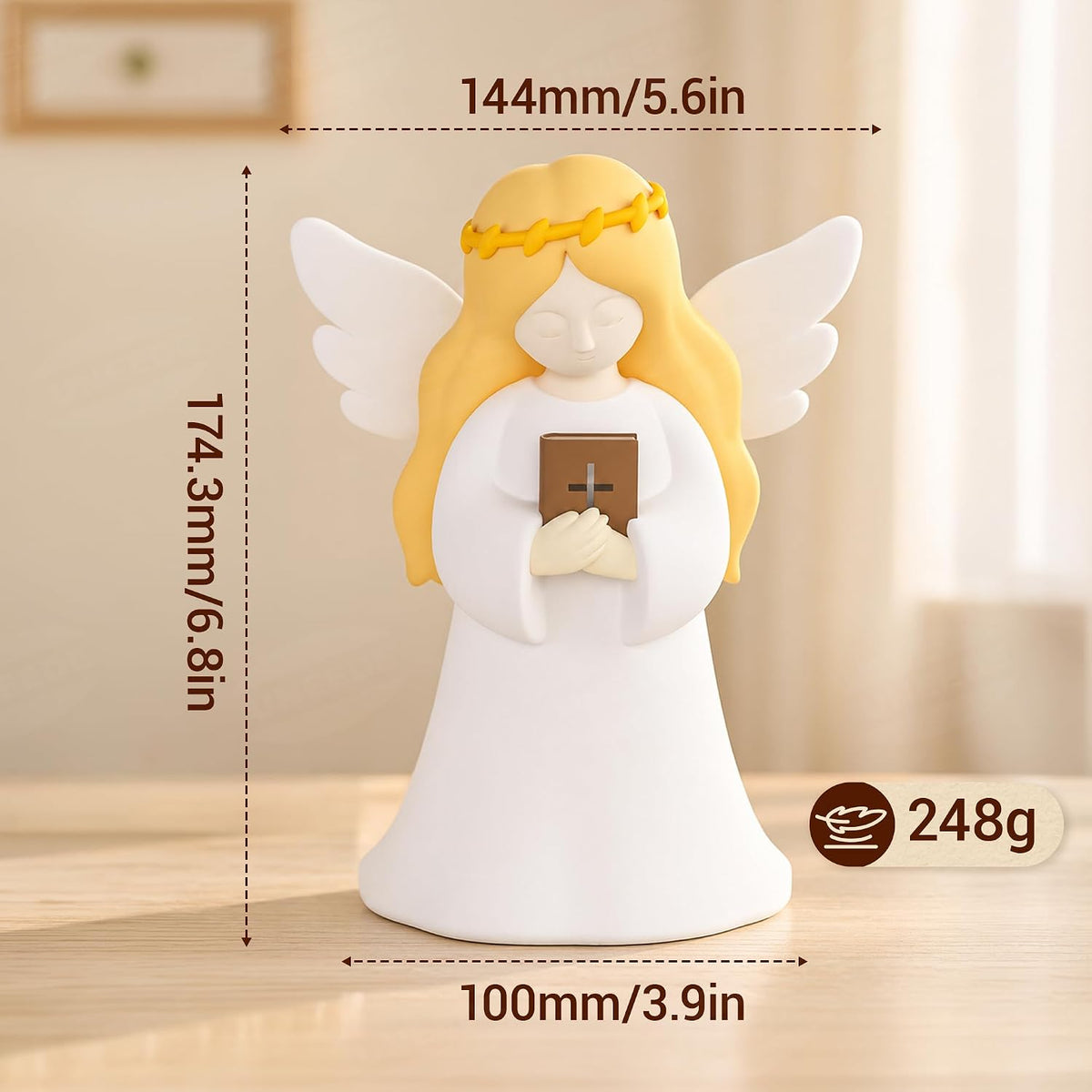 Angel Night Light with NFC Bible Verses, Bible-Holding Figurine