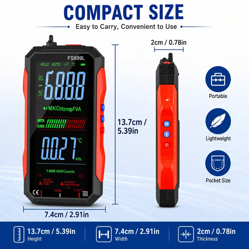 TRMS 6000-Count Smart Rechargeable Digital Multimeter & Voltage Tester