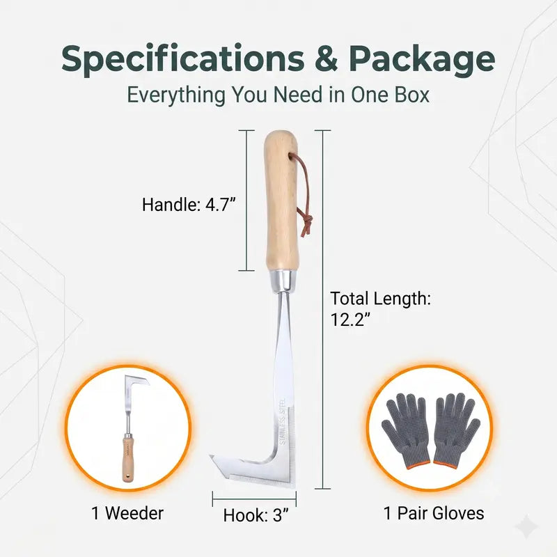 Ergonomic Stainless Steel Hand Weeding Hoe Kit | Buy 1 Get 1 Free