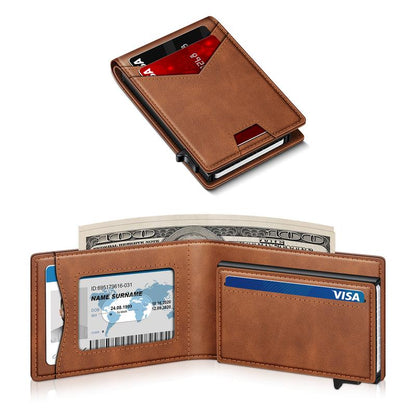 Ultra-Slim RFID Blocking Bifold Wallet with Pop-Up Quick Card Access