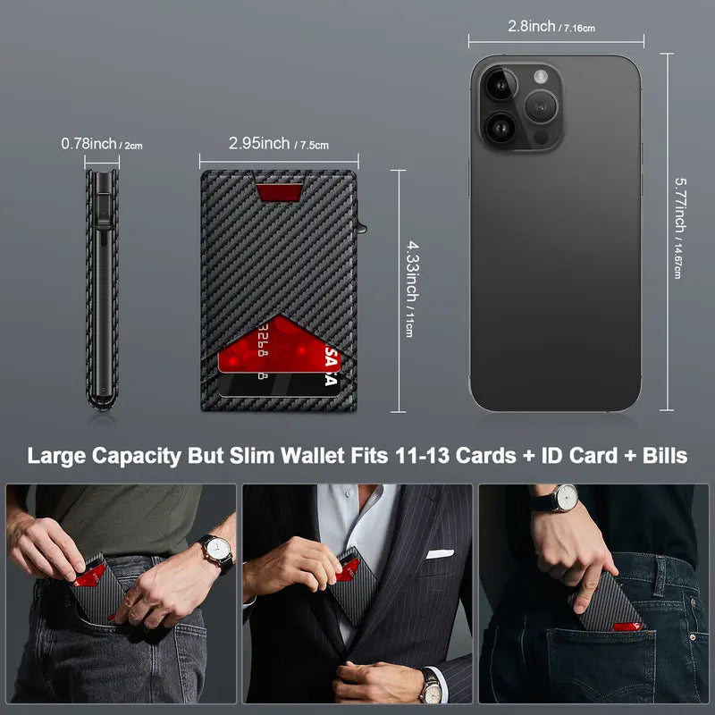 Ultra-Slim RFID Blocking Bifold Wallet with Pop-Up Quick Card Access