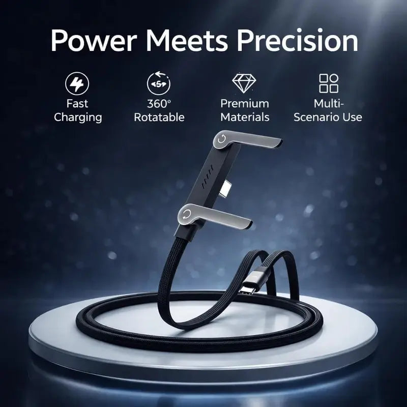 240W Fast Charging Cable with Invisible Foldable Phone Stand