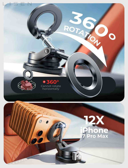 Ultra-Grip Vacuum Suction MagSafe Car Phone Mount