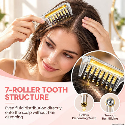 Scalp Oil Applicator Comb, Hair Oil Applicator with 7 Roller Ball Tips