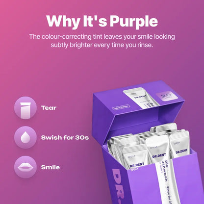 Instant Purple Teeth Whitening Mouthwash Sachets