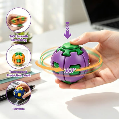 Colorful 3D-printed stress-fidget toy that can be pressed and spun