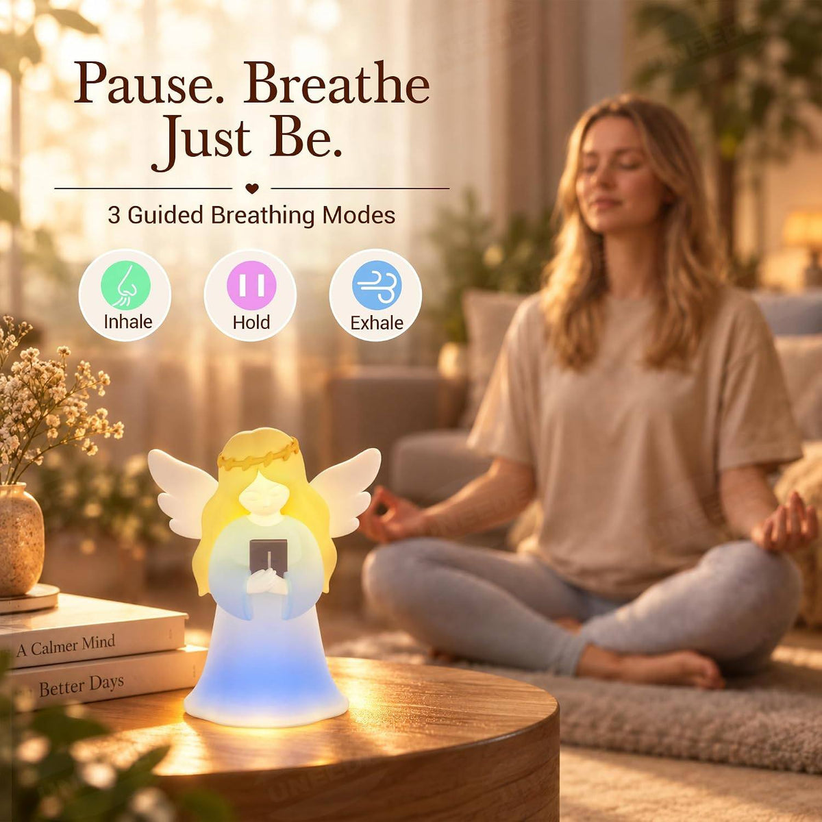 Angel Night Light with NFC Bible Verses, Bible-Holding Figurine