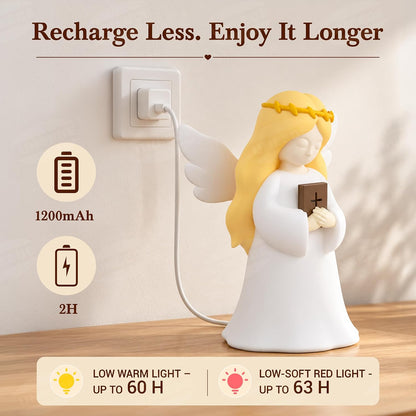 Angel Night Light with NFC Bible Verses, Bible-Holding Figurine