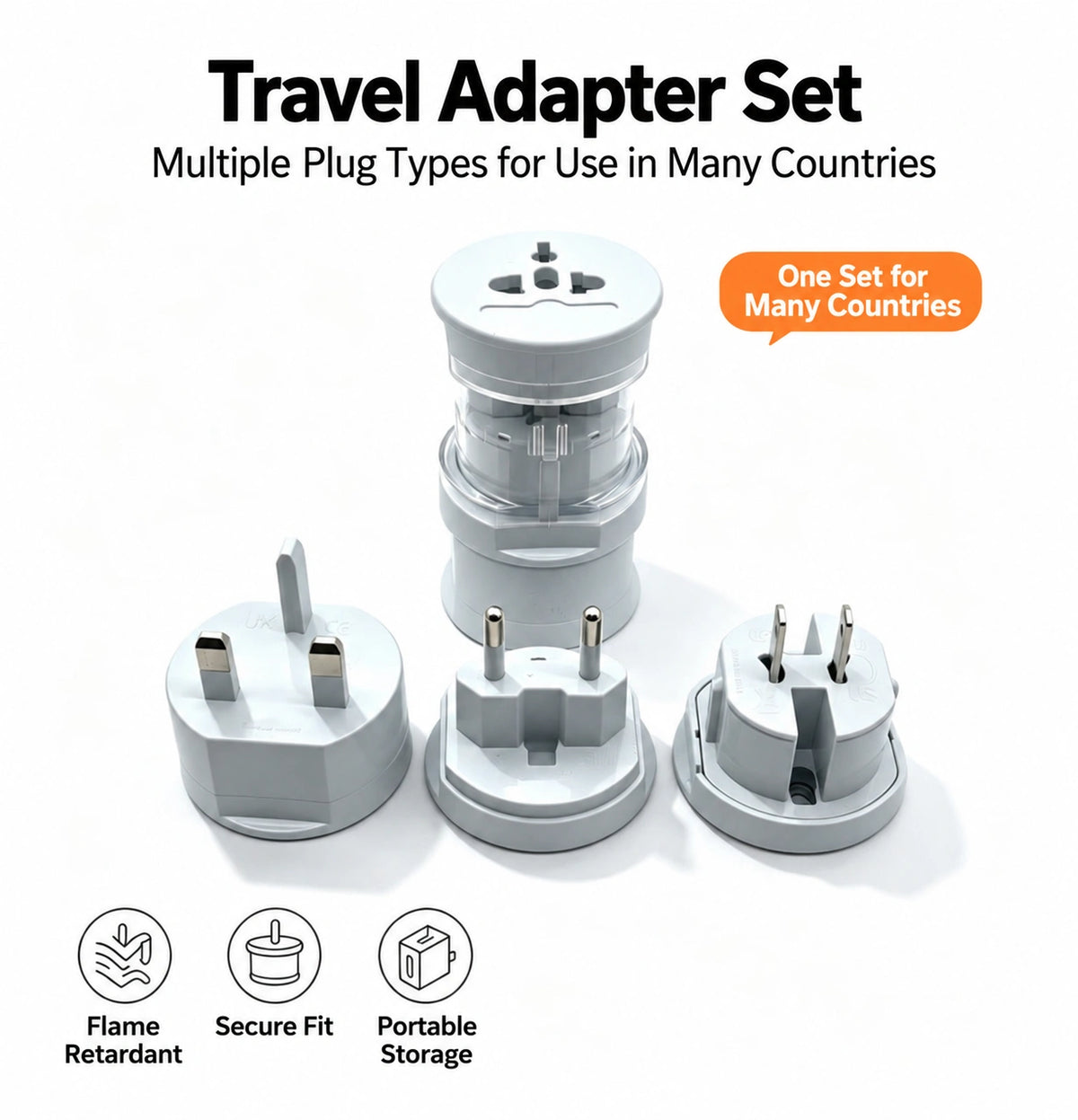 3-in-1 Travel Power Converters,Worldwide Universal Power Adapter
